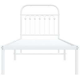 Berkfield Home Metal Bed Frame without Mattress with Headboard White 75x190cm - Size: 75x190 cm - thumbnail 4