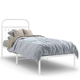 Berkfield Home Metal Bed Frame without Mattress with Headboard White 75x190cm - Size: 75x190 cm - thumbnail 3