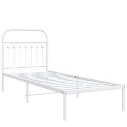 Berkfield Home Metal Bed Frame without Mattress with Headboard White 75x190cm - Size: 75x190 cm - thumbnail 1