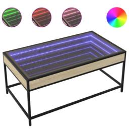 Berkfield Home Coffee Table with Infinity LED Sonoma Oak 90x50x41 cm in Brown - Size: 90 x 50 x 41 cm - thumbnail 1