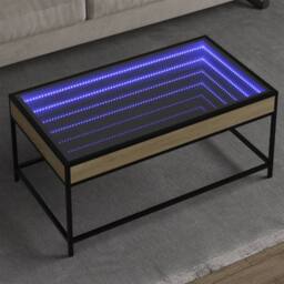 Berkfield Home Coffee Table with Infinity LED Sonoma Oak 90x50x41 cm in Brown - Size: 90 x 50 x 41 cm - thumbnail 2