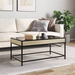 Berkfield Home Coffee Table with Infinity LED Sonoma Oak 90x50x41 cm in Brown - Size: 90 x 50 x 41 cm - thumbnail 4