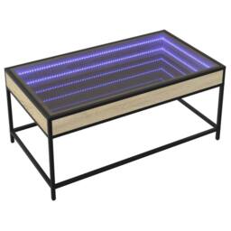Berkfield Home Coffee Table with Infinity LED Sonoma Oak 90x50x41 cm in Brown - Size: 90 x 50 x 41 cm - thumbnail 3