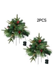Living and Home Pack of 2 Artificial Christmas Tree Urn Filler Decoration in Green - thumbnail 5