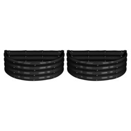 Harbour Housewares Raised Garden Beds - 2x Semi-Circle Bottomless Galvanised Steel Planter 90 x 45cm in Black - Size: 90 x 45 cm - thumbnail 1