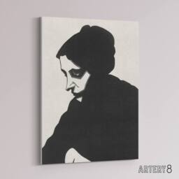 "Artery8 Stylised Portrait of a Woman De Mesquita Canvas Wall Art Print in Black - Size: W12"" x H16""" - thumbnail 2