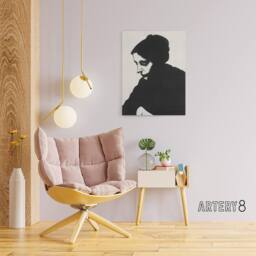 "Artery8 Stylised Portrait of a Woman De Mesquita Canvas Wall Art Print in Black - Size: W12"" x H16""" - thumbnail 3