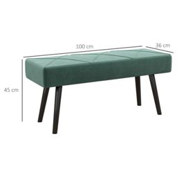HOMCOM End of Bed Bench, Upholstered Hallway Bedroom with Steel Legs in Green - thumbnail 3