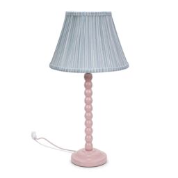 ValueLights Bobbins Rose Pink Table Lamp with Tapered Fabric Pleasted Lamp Shade in Pale Pink - thumbnail 2