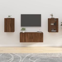Berkfield Home Wall Mounted TV Cabinets 2 pcs Brown Oak 40x34.5x60 cm - thumbnail 1
