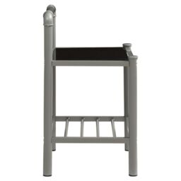 Berkfield Home Bedside Cabinets 2 pcs Grey & Black Metal & Glass - thumbnail 4