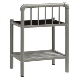 Berkfield Home Bedside Cabinets 2 pcs Grey & Black Metal & Glass - thumbnail 5