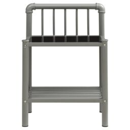 Berkfield Home Bedside Cabinets 2 pcs Grey & Black Metal & Glass - thumbnail 3