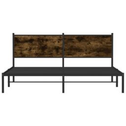 Berkfield Home Metal Bed Frame without Mattress Smoked Oak 183x213 cm in Brown - thumbnail 5