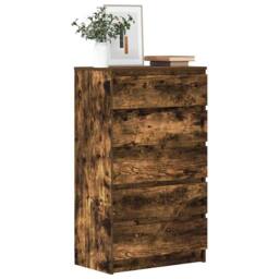 Berkfield Home Elegant Drawer Cabinet Smoked Oak 60x36x103 cm Engineered Wood in Brown - Size: 60 x 36 x 103 cm - thumbnail 2