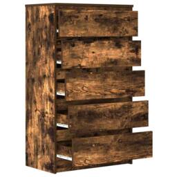Berkfield Home Elegant Drawer Cabinet Smoked Oak 60x36x103 cm Engineered Wood in Brown - Size: 60 x 36 x 103 cm - thumbnail 7