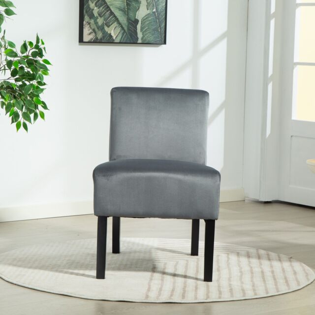 Artemis Home Valina Velvet Fabric Armless Accent in Grey - image 1