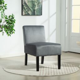 Artemis Home Valina Velvet Fabric Armless Accent in Grey - thumbnail 2