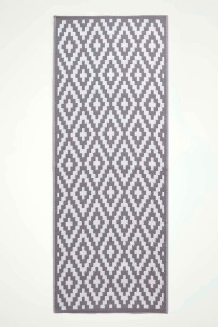 Homescapes Luxury Outdoor Rug Waterproof Reversible, Grey Zoe Geometric - Size: 75 cm x 200 cm - image 1