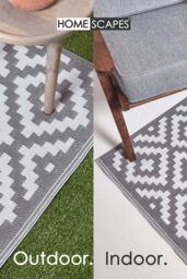 Homescapes Luxury Outdoor Rug Waterproof Reversible, Grey Zoe Geometric - Size: 75 cm x 200 cm - thumbnail 5