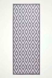 Homescapes Luxury Outdoor Rug Waterproof Reversible, Grey Zoe Geometric - Size: 75 cm x 200 cm - thumbnail 1