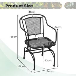 Costway Patio Rocking Chairs Set of 2 Cozy Rockers w/Metal Mesh Backrest in Black - thumbnail 2