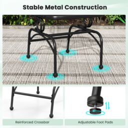 Costway Patio Rocking Chairs Set of 2 Cozy Rockers w/Metal Mesh Backrest in Black - thumbnail 7