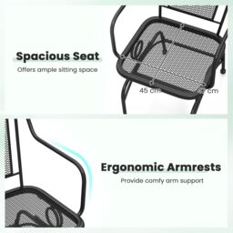 Costway Patio Rocking Chairs Set of 2 Cozy Rockers w/Metal Mesh Backrest in Black - thumbnail 4
