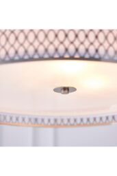 Netlighting Cordero 3 Light Round Ceiling Pendant Satin Nickel Plate & White Cotton Mix E27 in Grey - thumbnail 6