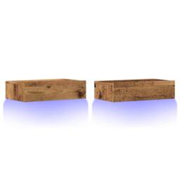 Berkfield Home TV Cabinets with LED Lights 2 pcs Old Wood 60x35x15.5 cm in Brown - thumbnail 3
