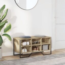 Berkfield Home Shoe Cabinet Sonoma Oak 90x38x45.5 cm Engineered Wood - thumbnail 3