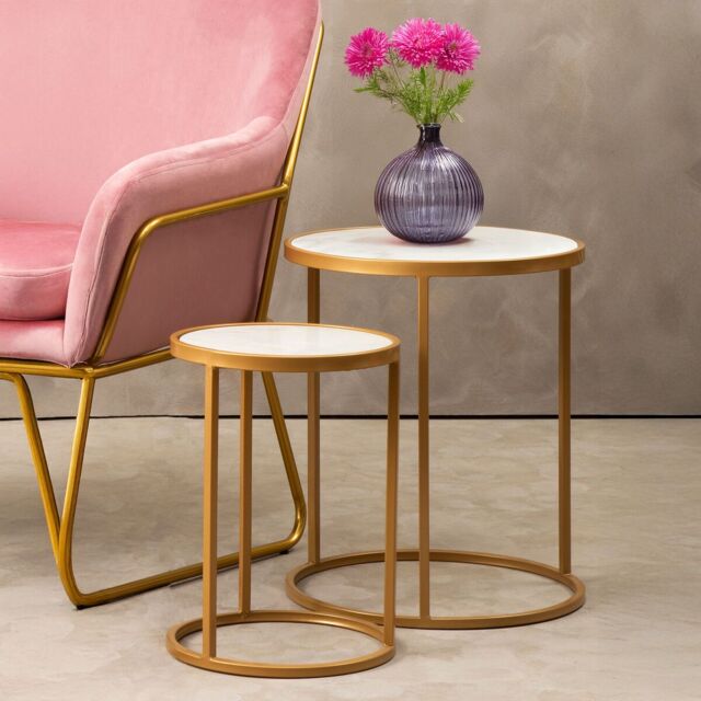 Orsina Elegant Set Of Two Nesting Tables, Versatile Nesting Table For Livingroom, Durable Modern Nesting Tables in Gold - image 1