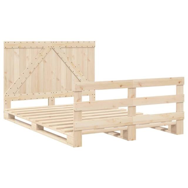 Berkfield Home Beautiful Bed Frame without Mattress with Headboard 140x200 cm So in Light Brown - image 1