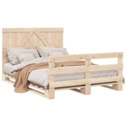 Berkfield Home Beautiful Bed Frame without Mattress with Headboard 140x200 cm So in Light Brown - thumbnail 4