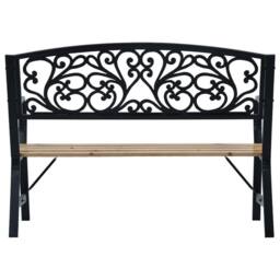 Berkfield Home Beautiful Garden Bench 120 cm Wood in Black - thumbnail 1