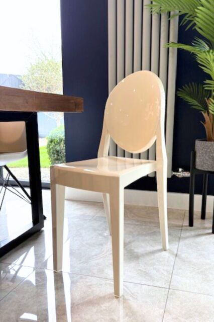 Fusion Living Ghost Style Plastic Victoria Dining Chair in Ivory - image 1