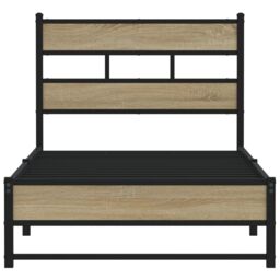 Berkfield Home Metal Bed Frame without Mattress Sonoma Oak 90x190 cm Single in Brown - thumbnail 4