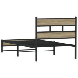 Berkfield Home Metal Bed Frame without Mattress Sonoma Oak 90x190 cm Single in Brown - thumbnail 6