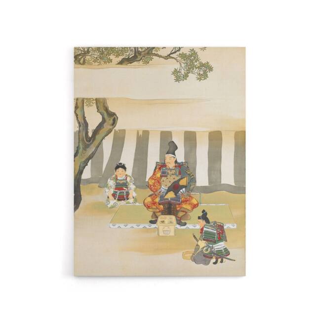 "Artery8 Kusunoki Masashige Before Battle Canvas Wall Art Print Sekka in Green - Size: W18"" x H24""" - image 1