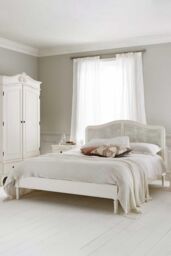 Time4sleep Liberty Rattan Wooden - Bed Frame in White - Size: King