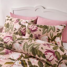 OHS Floral Duvet Cover Quilt Bedding Set Reversible with Pillowcase in Pink - Size: Super King - thumbnail 2