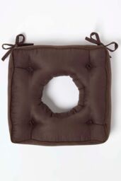Homescapes Faux Suede Coccyx Cushion with Ties in Brown - Size: 40 cm x 40 cm - thumbnail 3