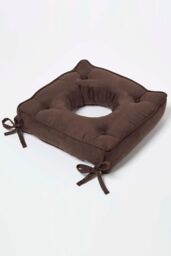 Homescapes Faux Suede Coccyx Cushion with Ties in Brown - Size: 40 cm x 40 cm - thumbnail 2