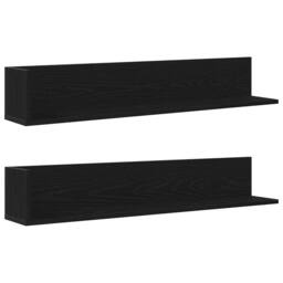 Berkfield Home Wall Shelves 2 pcs Black 100x16.5x16.5 cm Engineered Wood - thumbnail 2