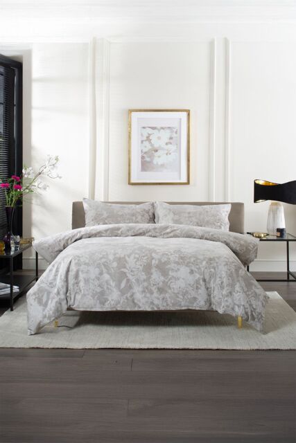 The Lyndon Company Crushed Velvet Chatsworth Printed Duvet Cover Set - Deyongs 1846 in Natural - Size: King - image 1
