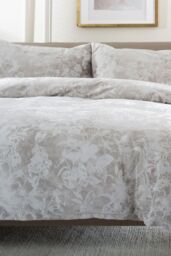 The Lyndon Company Crushed Velvet Chatsworth Printed Duvet Cover Set - Deyongs 1846 in Natural - Size: King - thumbnail 6