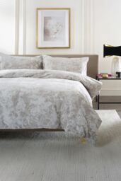 The Lyndon Company Crushed Velvet Chatsworth Printed Duvet Cover Set - Deyongs 1846 in Natural - Size: King - thumbnail 3