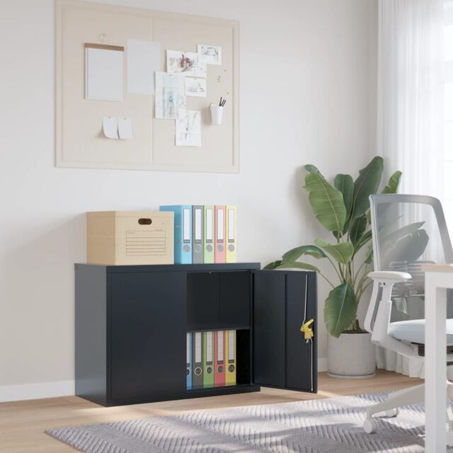 Berkfield Home File Cabinet Anthracite 90x40x70 cm Steel in Black - Size: 90 x 40 x 70 cm - image 1