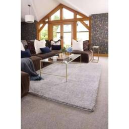 THE RUGS Soft Washable Shaggy Rug - Polypropylene 30mm Pile Non Slip in Grey - Size: 60 cm x 100 cm - thumbnail 4