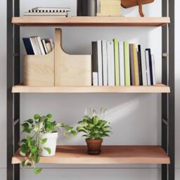 Berkfield Home Wall Shelf 100x60x(2-4) cm Untreated Solid Wood Oak in Natural - thumbnail 2